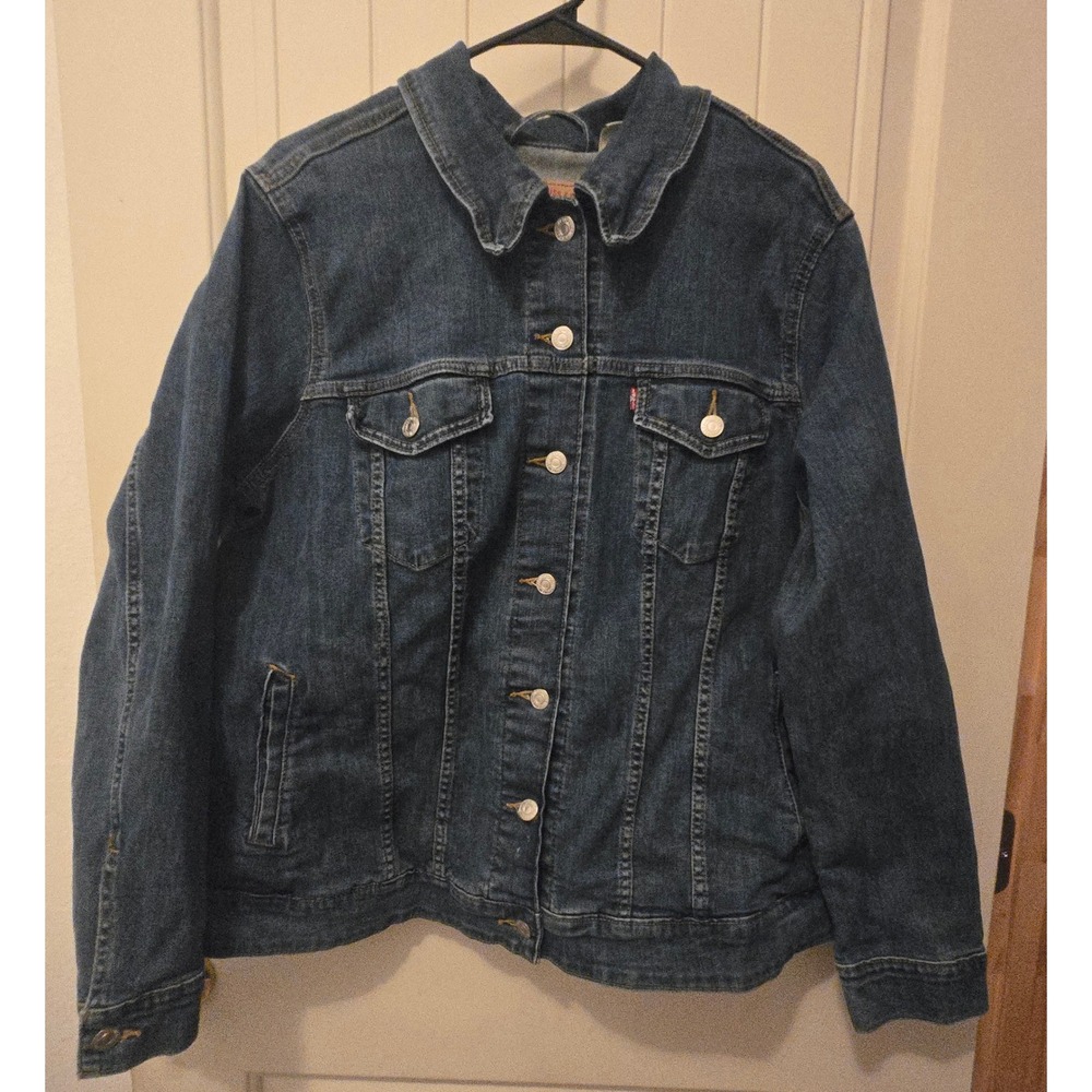 Levi's Original Trucker Jacket Women's Plus Size 2X Dark Wash Denim Jean Coat